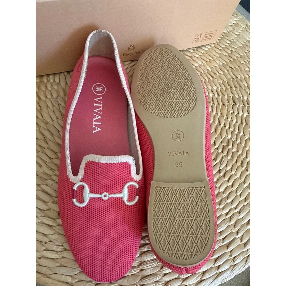 VIVAIA Loafer Hot Pink Knit‎ Comfort Flats New In Box Size EU/35 US/5